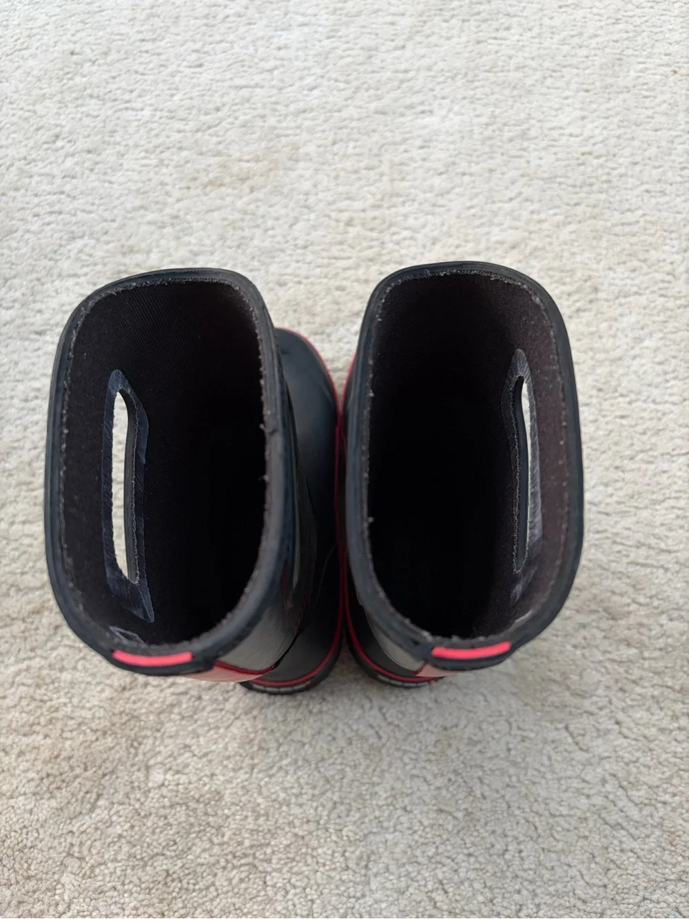 Bogs Big Kid Size Youth 3 Black Red Geometric Rain Snow Pull On Boots
